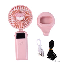 Mini Usb Charging Fan With Percentage Display 5 Speed Modes And Mobile Stand
